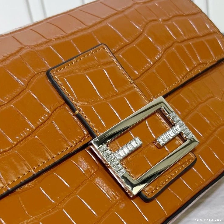 Affordable Medium Crocodile Tiffany Brown Bag Fendi In Leather Baguette 0715